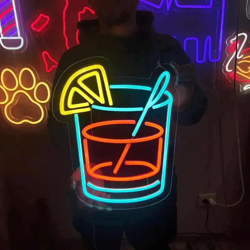 Whiskey On The Rocks Neon Light