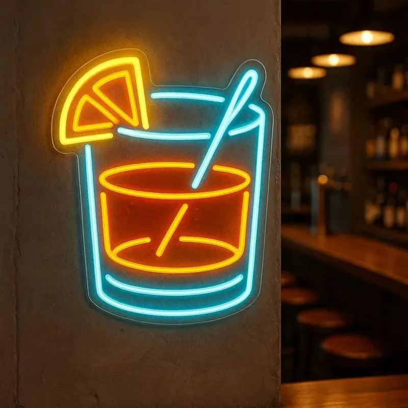 Whiskey On The Rocks Neon Light