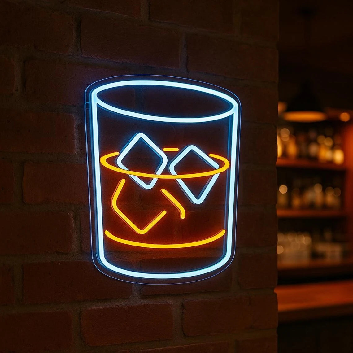 Whisky Glass With Ice Neon Sign