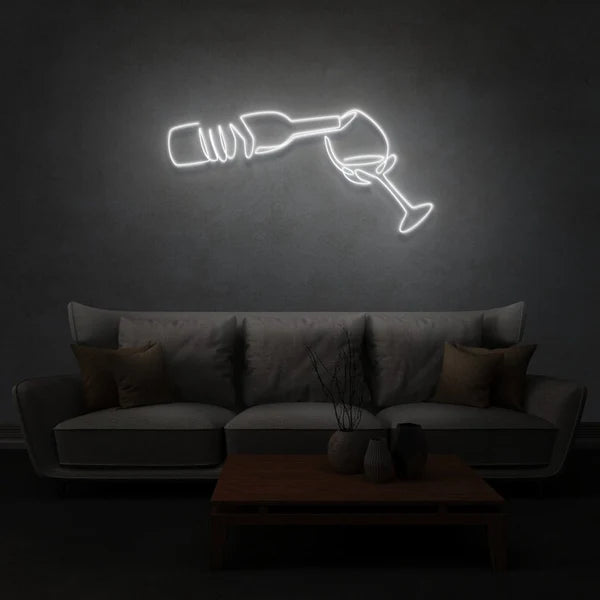 Wine Bottle and Wine Glass Neon Sign