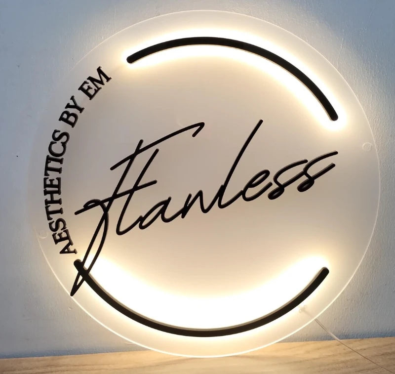 Acrylic Aesthetics By EM Hanless Logo Sign Board