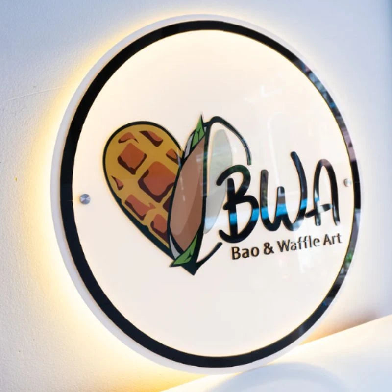 Acrylic BWA BAO Waffle Art Logo Sign