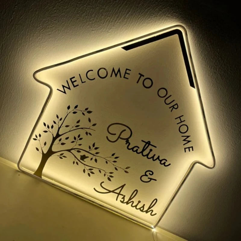 Acrylic House Shaped LED Name Plate