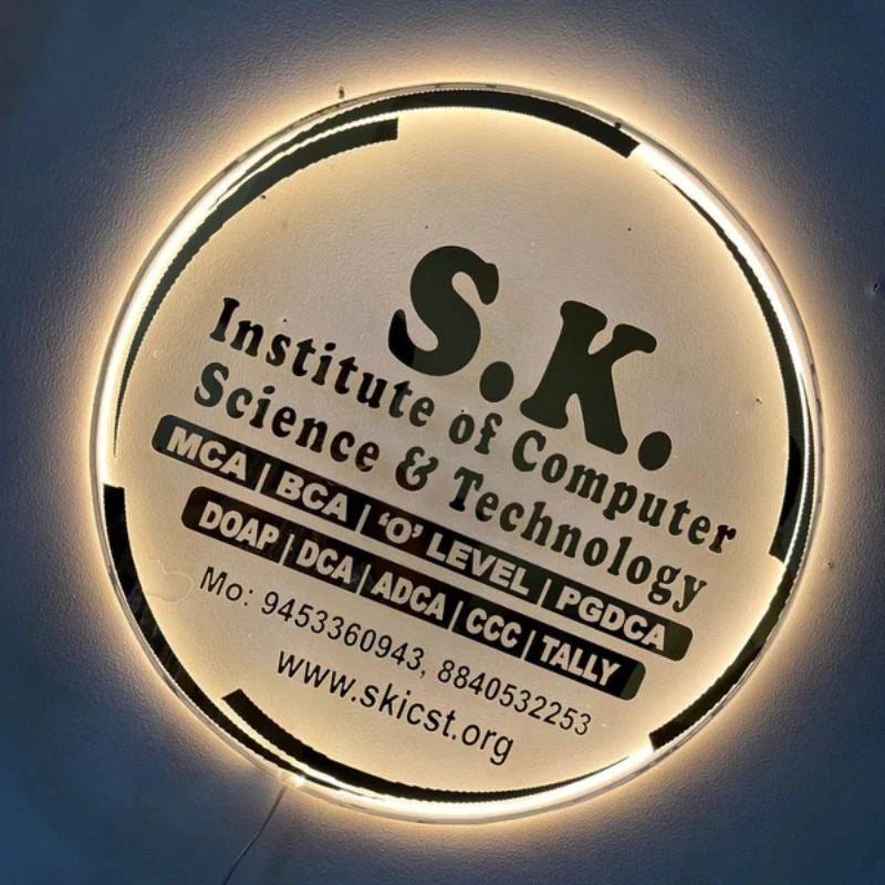 Acrylic Institute shool college tution LED Name Plate