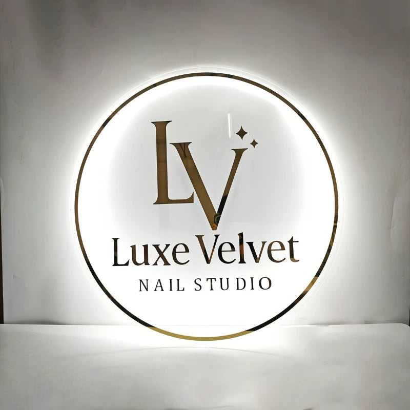 Acrylic Luxe Velvet Nail Studio Logo Board