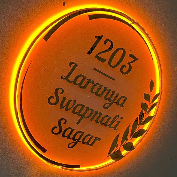 Acrylic Round House LED Name Plate