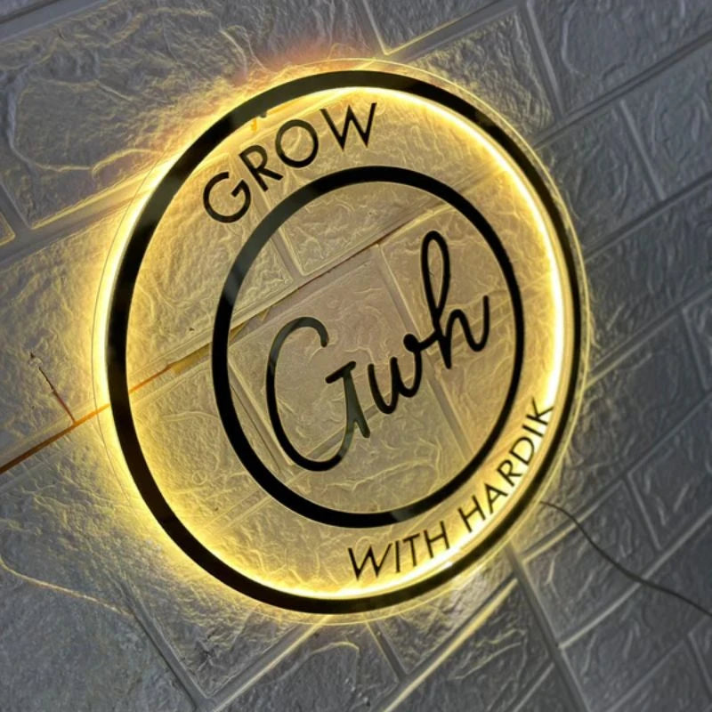 Acrylic Round Logo LED Name Plate
