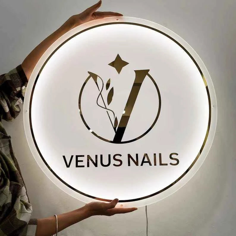 Acrylic Venus Nails LED Backlit Logo Sign