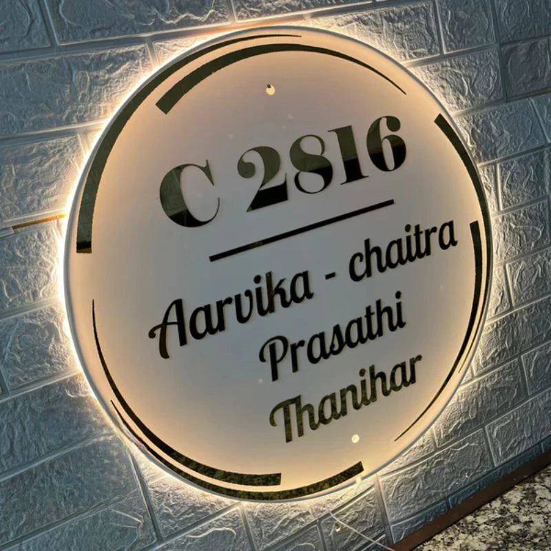Acrylic White Round LED Name Plate