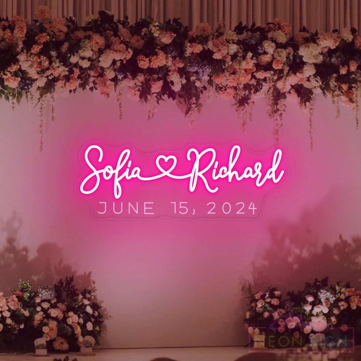 Custom Couple Names With Heart Wedding Neon Sign
