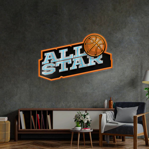 All Star League UV Print Neon Sign Light