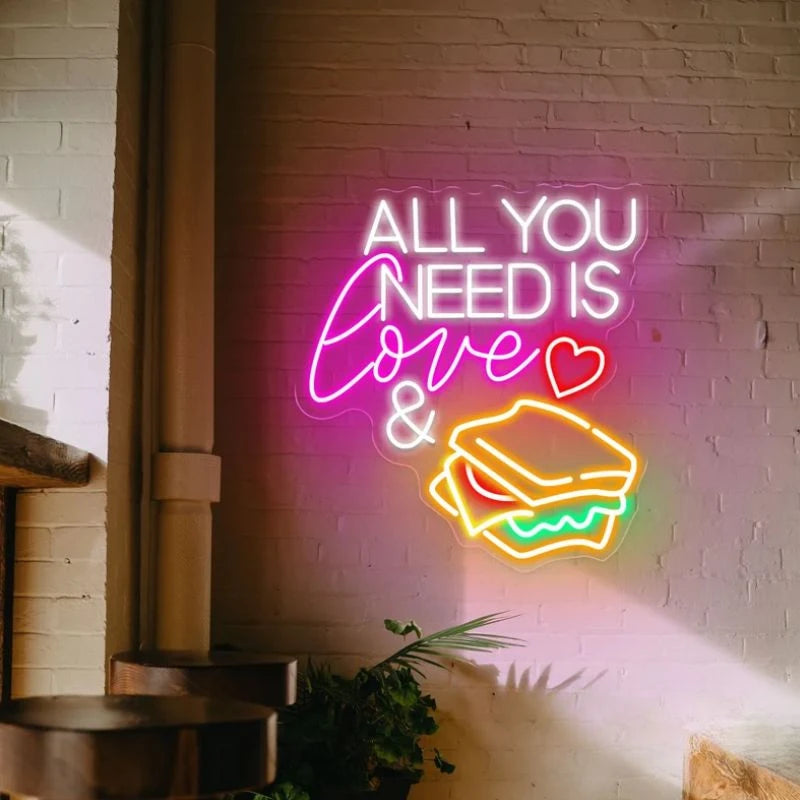All You Need Is Love Sandwiches LED Neon Sign