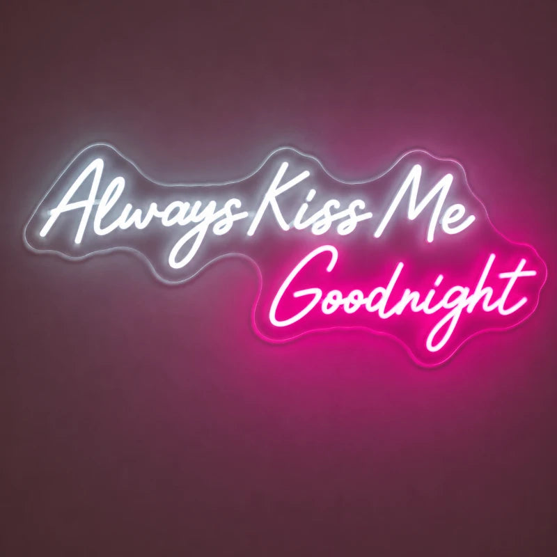 Always Kiss Me Goodnight LED Couple Neon Sign