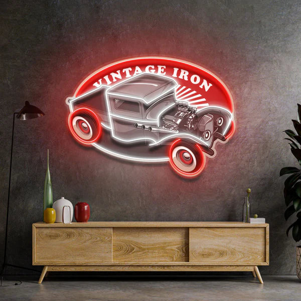 Amazing Black Hot Rod Truck UV Print LED Neon Sign