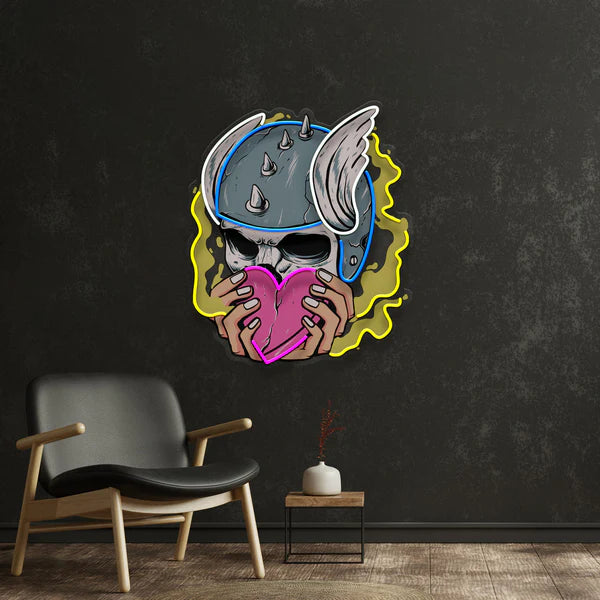 Amor Head Skull UV Print LED Neon Sign