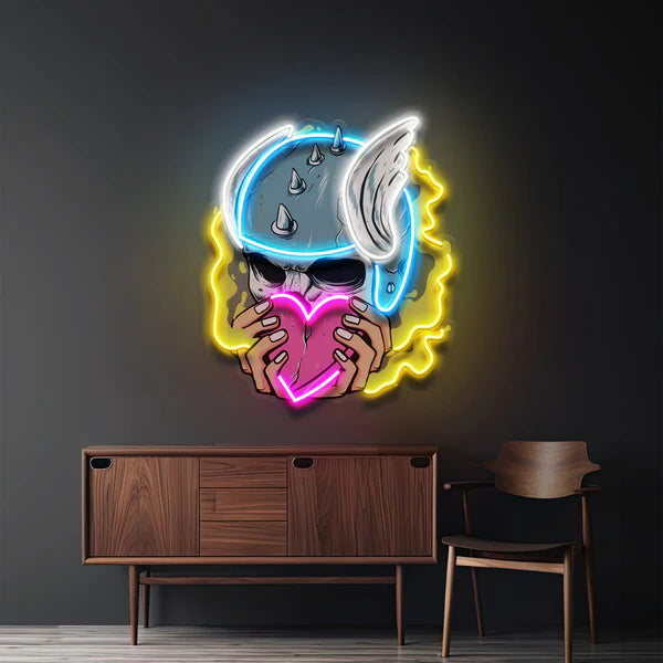 Amor Head Skull UV Print LED Neon Sign