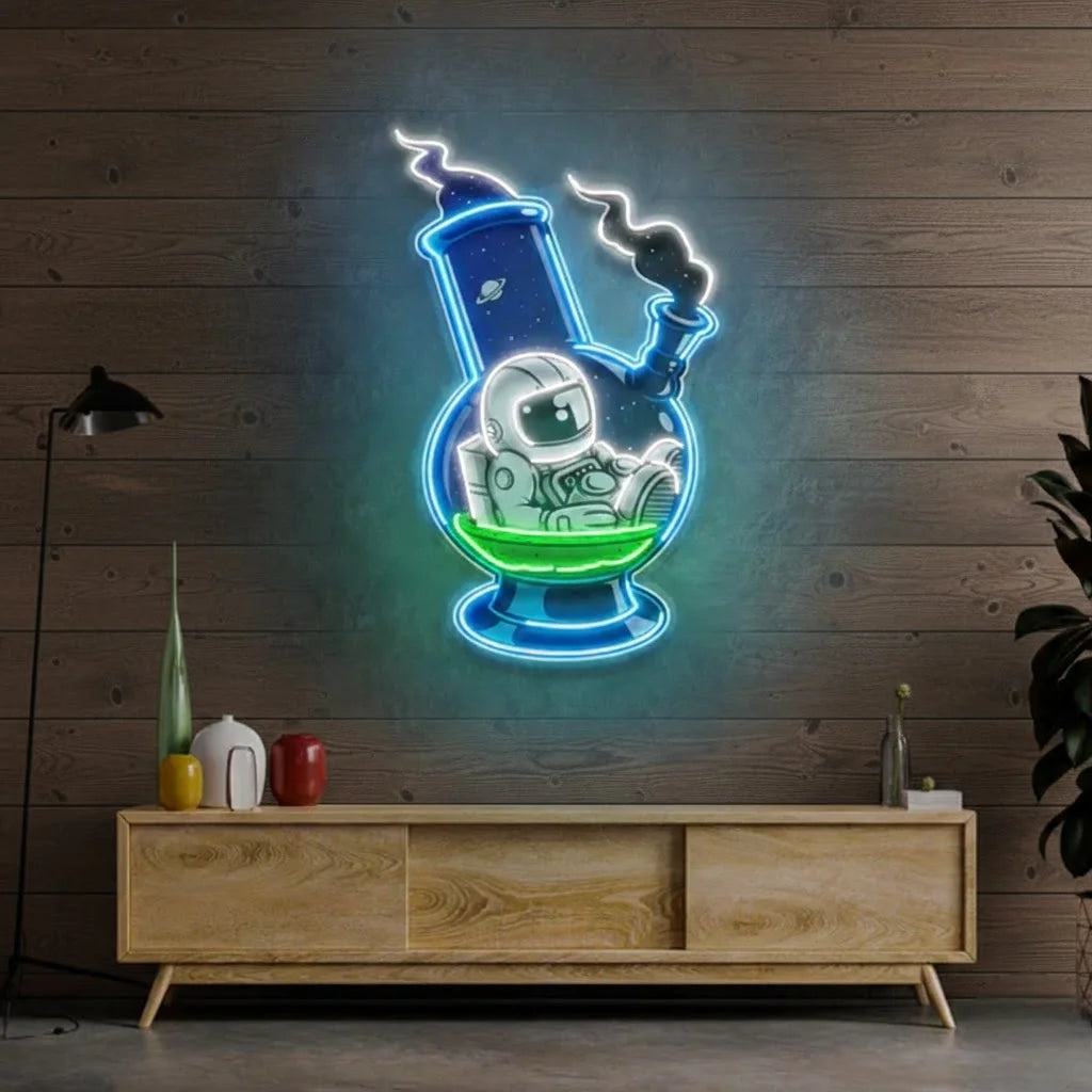 Astronaut Bong UV Print Neon Sign