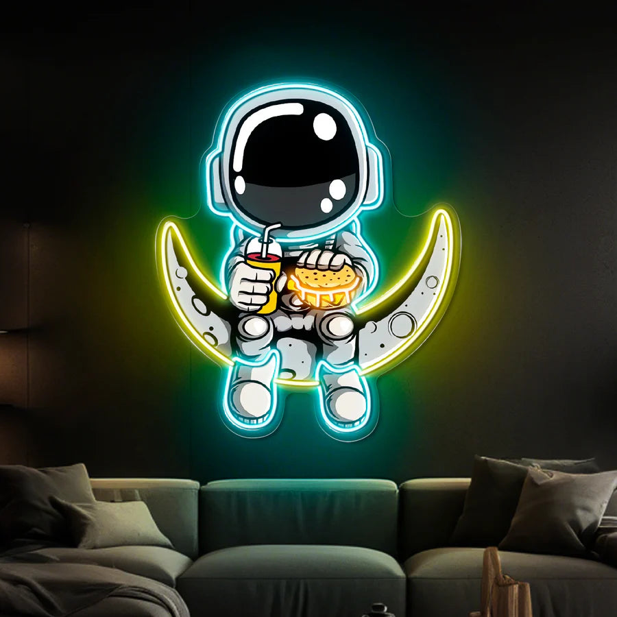 Astronaut Burger Cola UV Printed LED Neon Sign