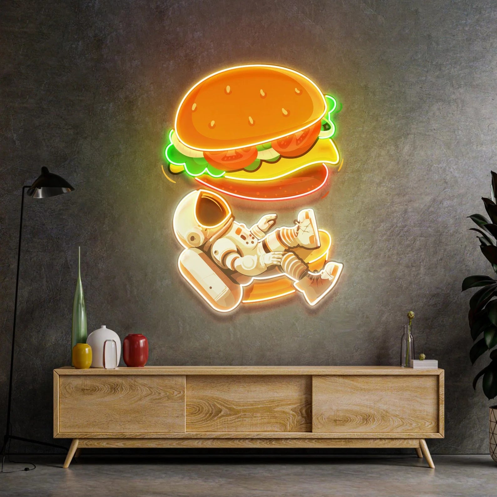 Astronaut Burger Neon Sign
