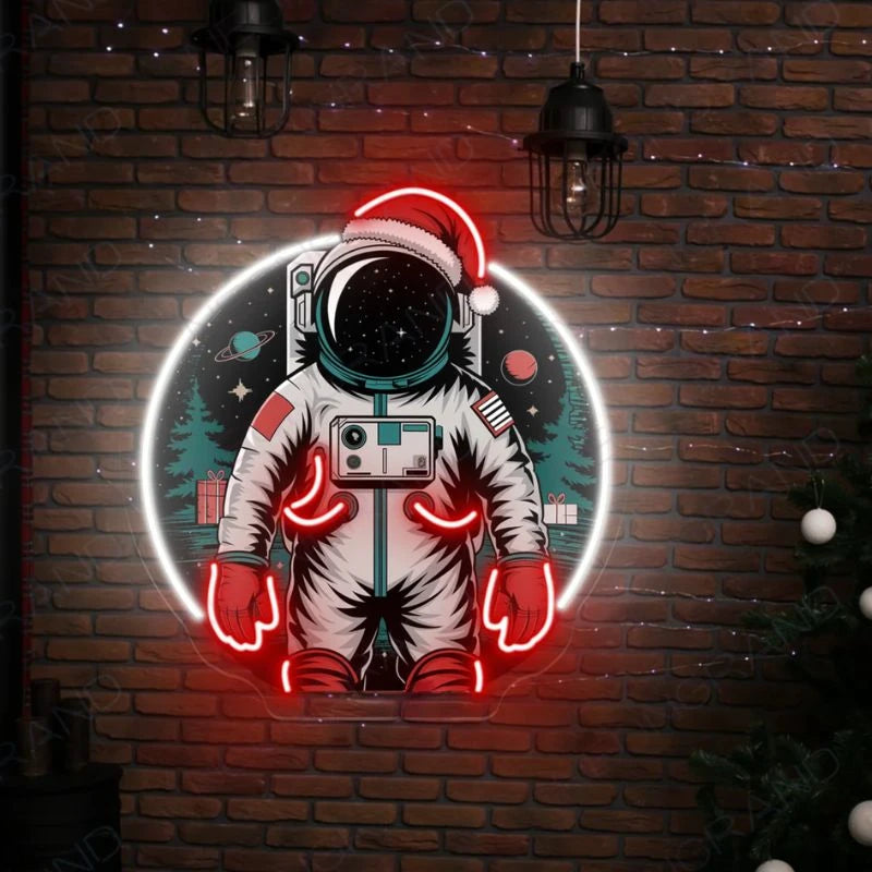 Astronaut Christmas Artwork Neon Sign