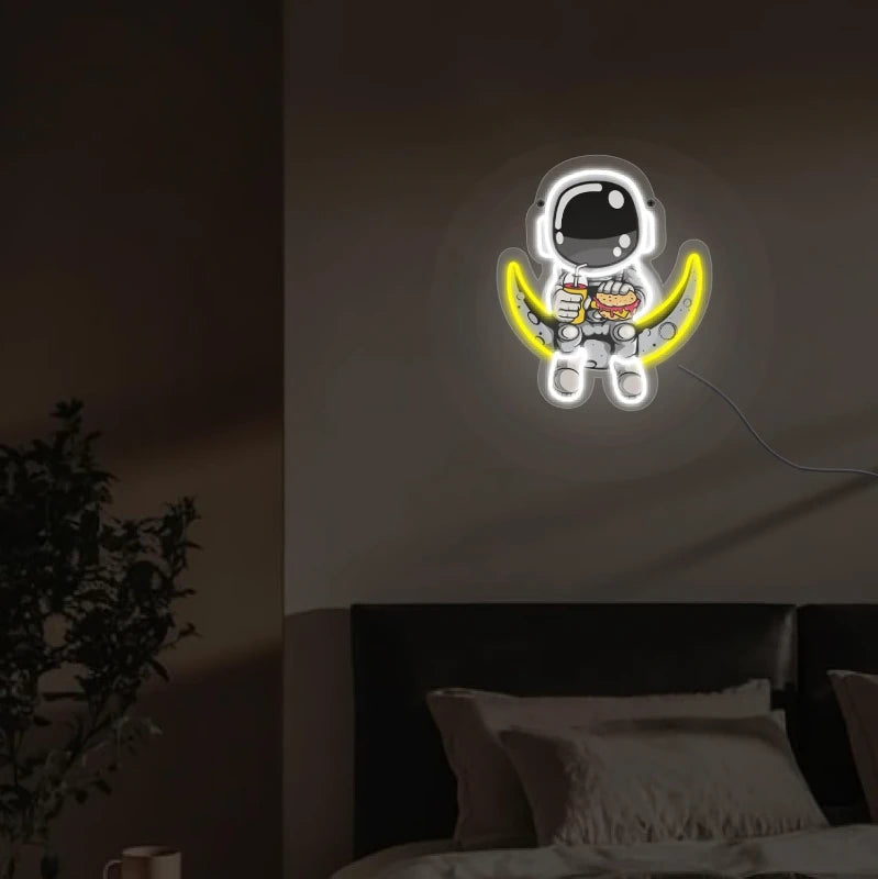 Astronaut In Moon UV Printed Neon Light
