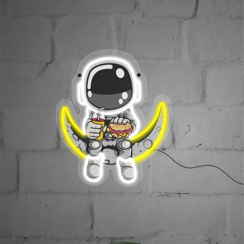 Astronaut In Moon UV Printed Neon Light
