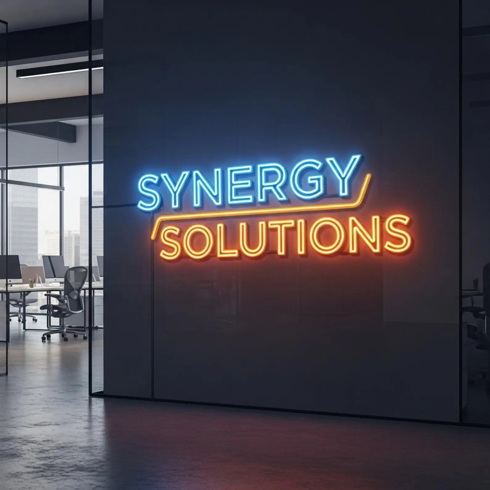 Synergy Solutions Logo Neon LED Wall Sign