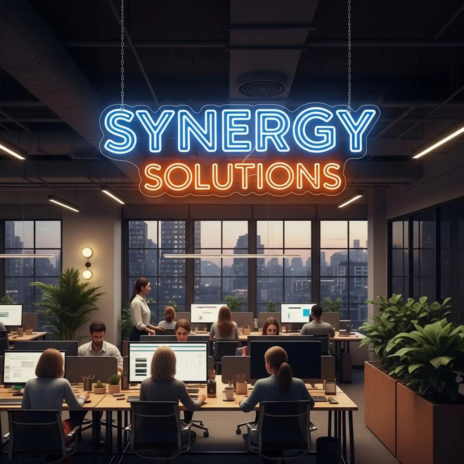Synergy Solutions Logo Neon LED Wall Sign