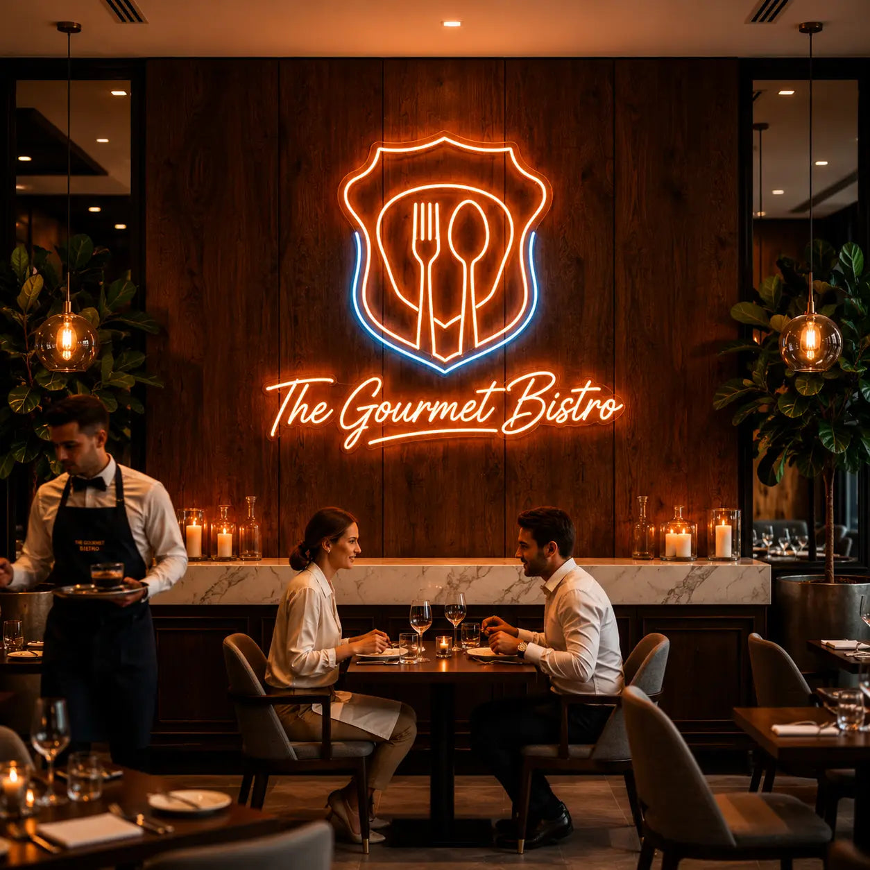 The Gourmet Bistro Logo Neon Sign LED Light