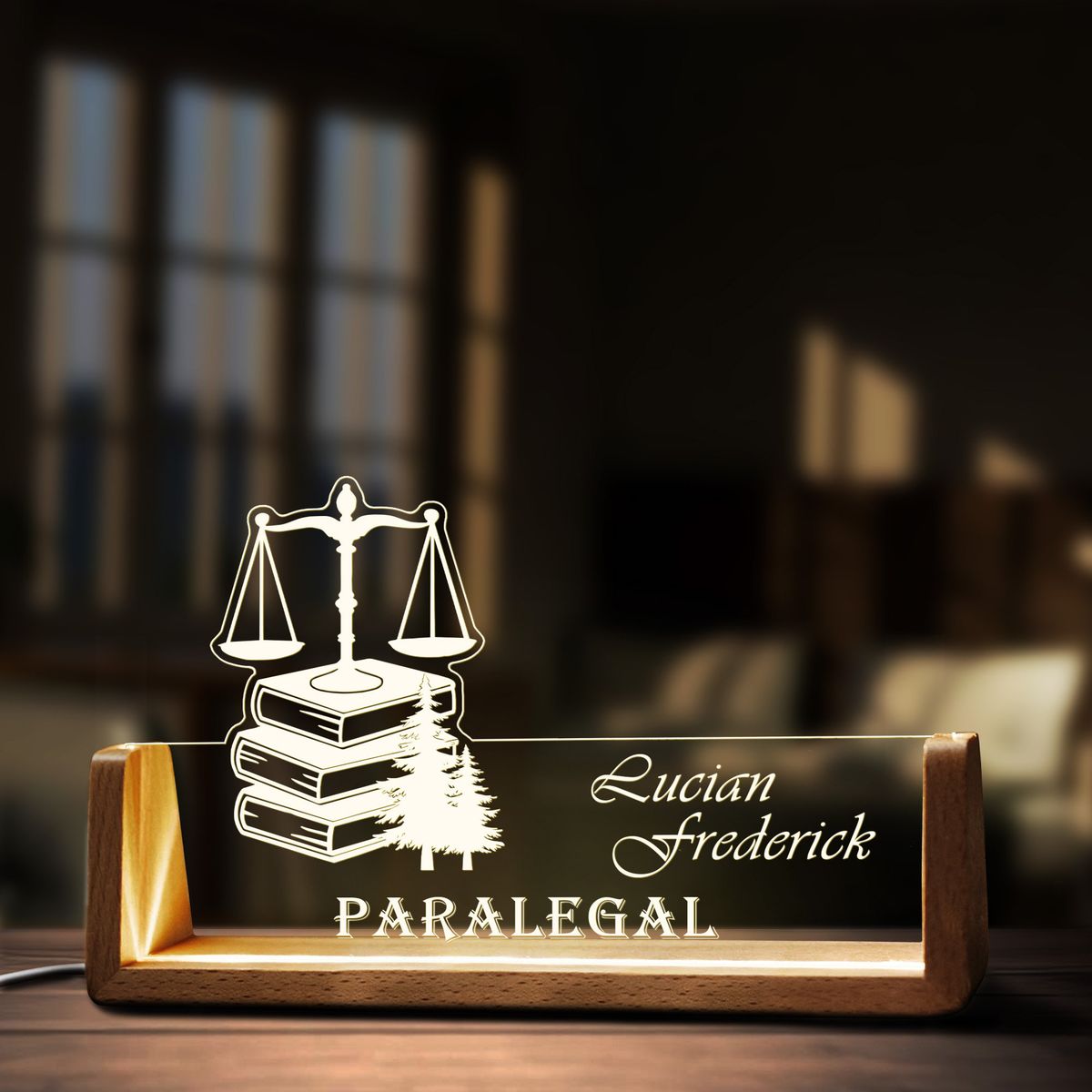 LED Custom Paralegal Desk Name Plate
