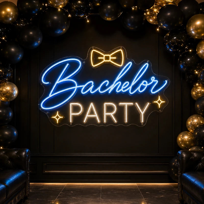 Black Gold Bachelor Party Neon Sign