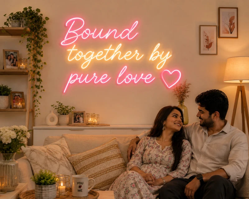 Bound Together By Pure Love LED Neon Sign Board