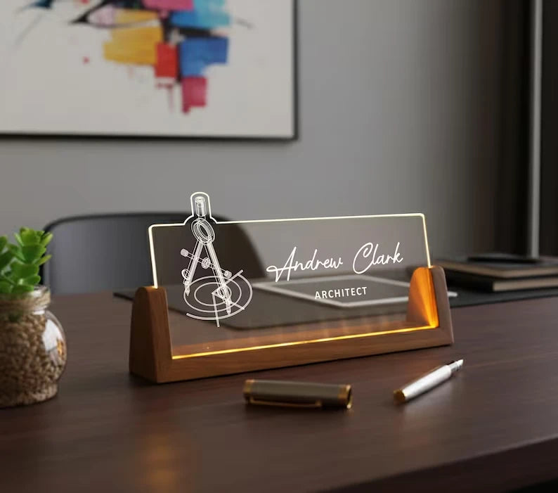 Brown Cloud Customized Engraved LED Acrylic Name Plate