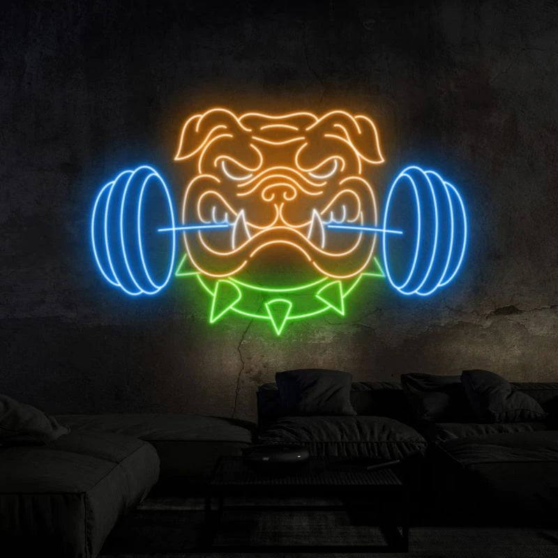 Bulldog Weightlifting LED Neon Sign