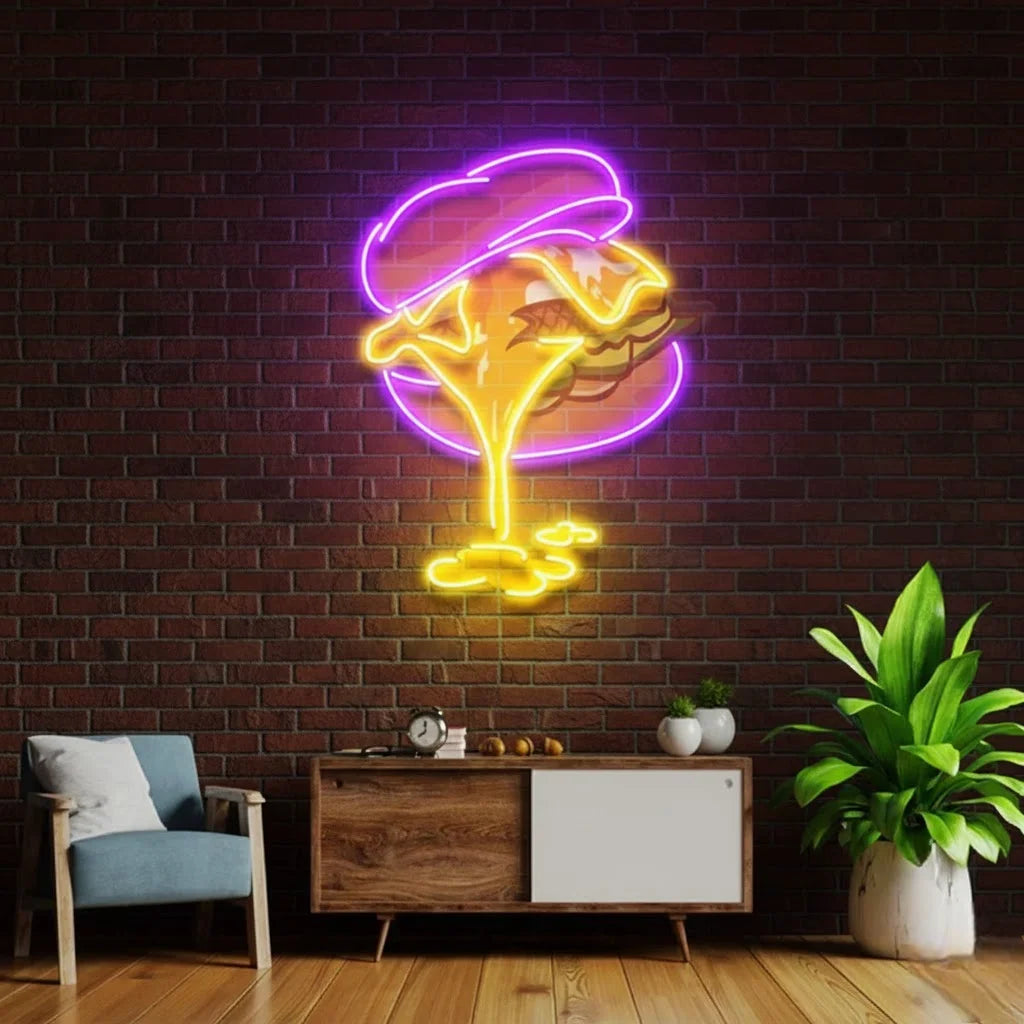 Burger LED Neon Signs UV Print