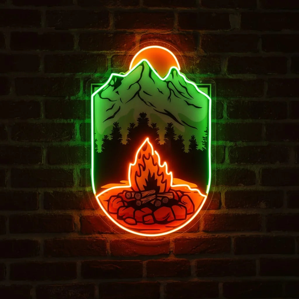 Campfire UV Print Neon Signs For Room