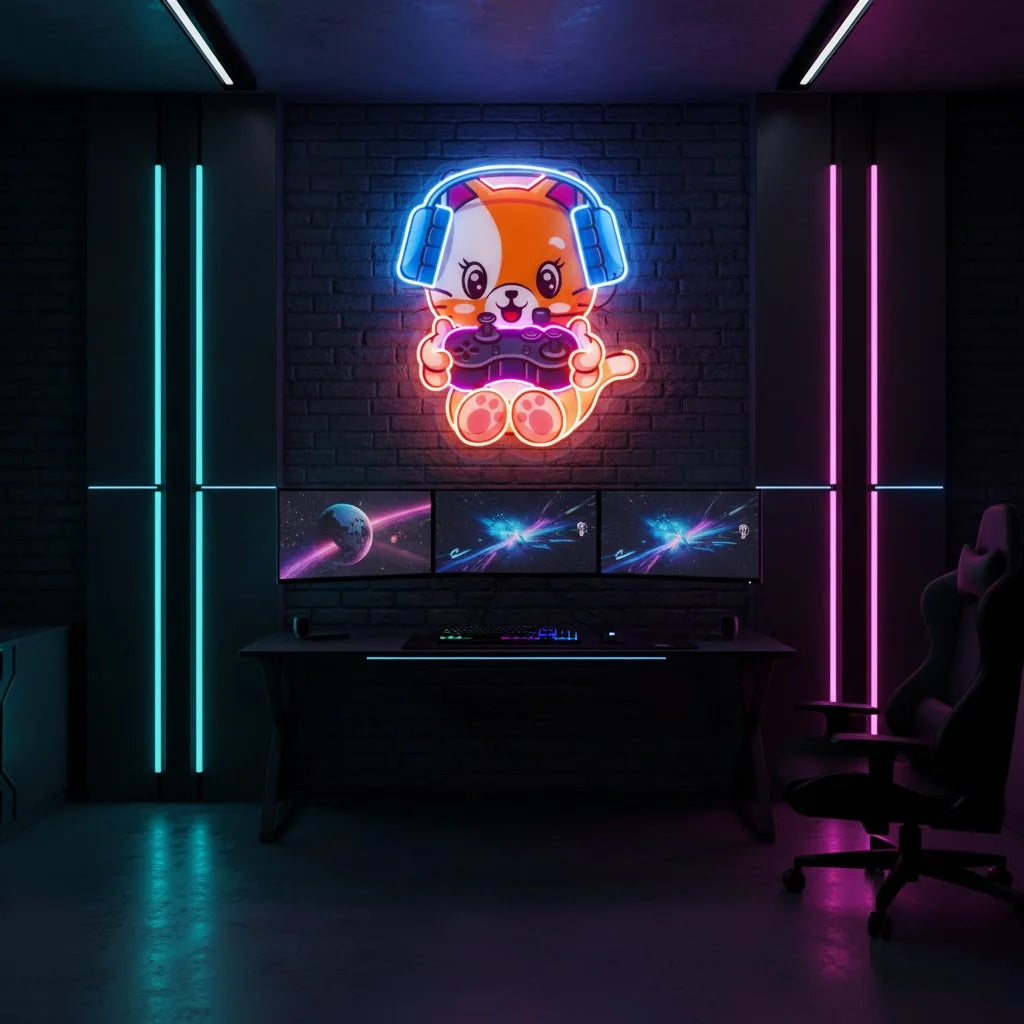 Cat Gaming UV Print Neon Signs