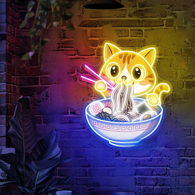 Cat Ramen Sign Japanese UV Print Sign