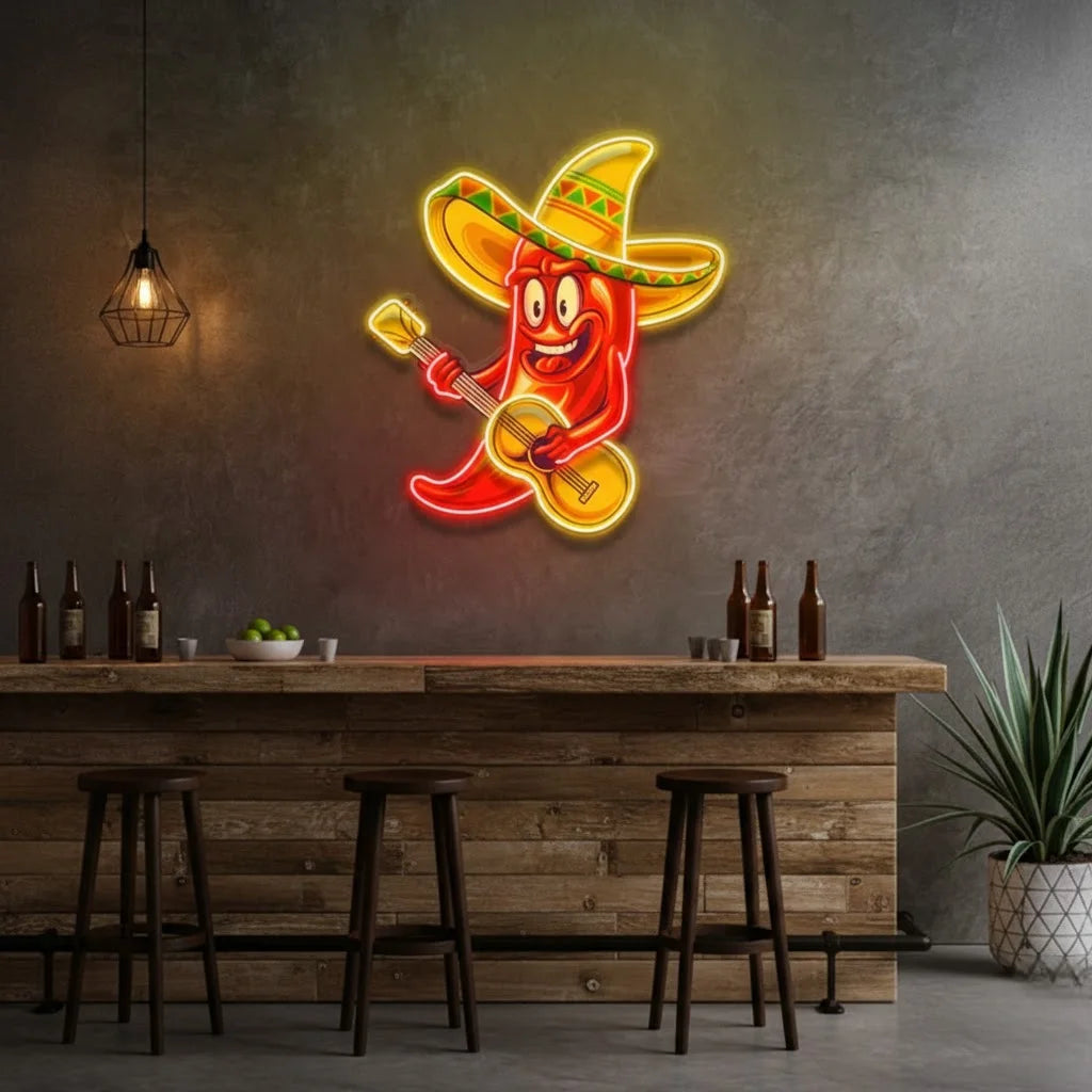 Chilli Pepper Personalised UV Printed Neon Sign