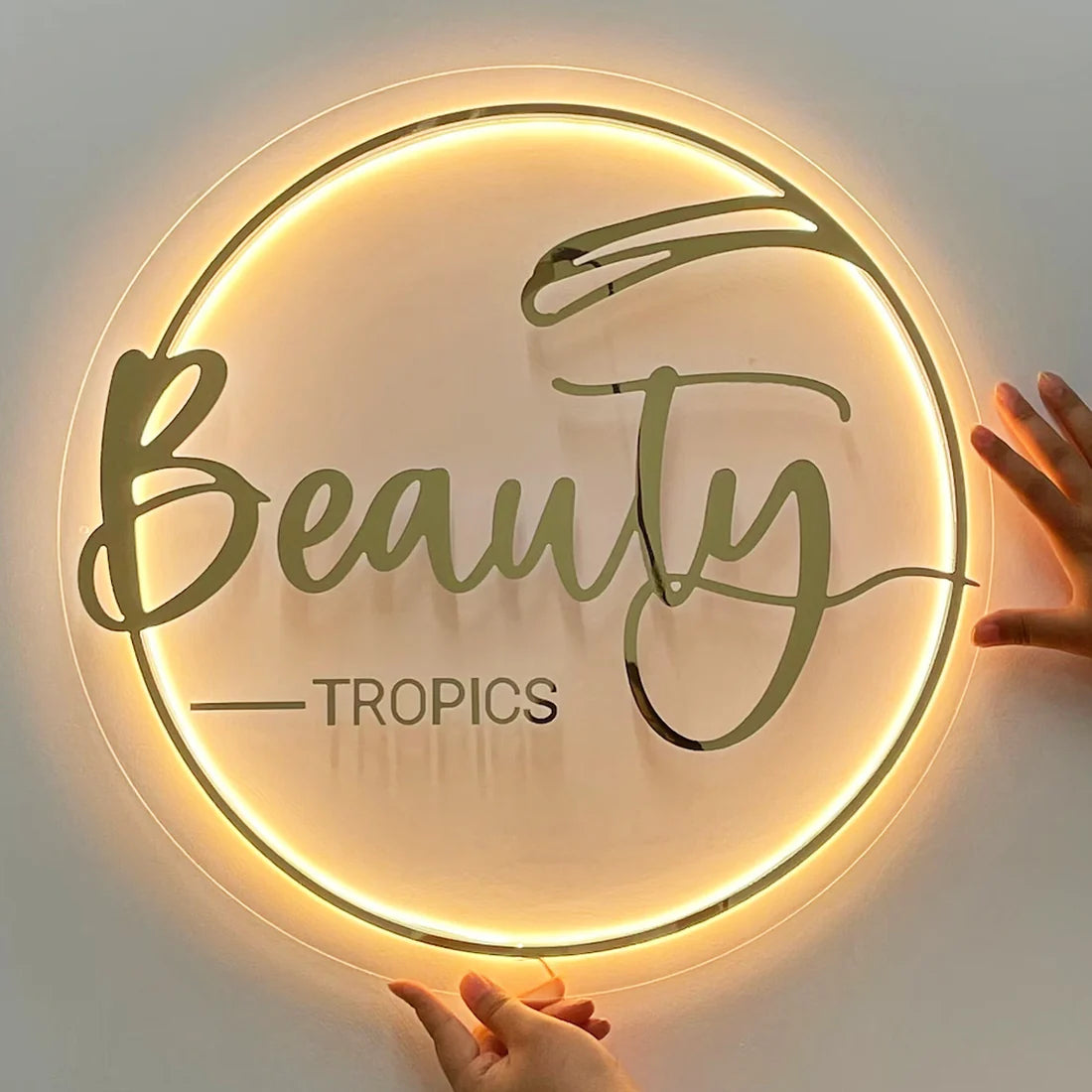 Clear Board Gold Logo Acrylic Sign For Business