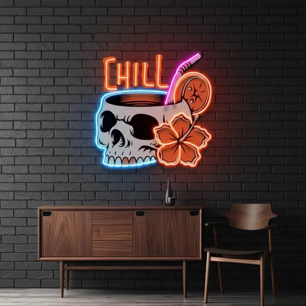 Cocktail Skull Personalised LED Neon Neon Light