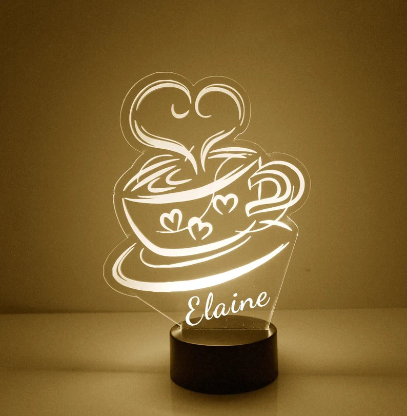 Coffee Cup LED Name Plate