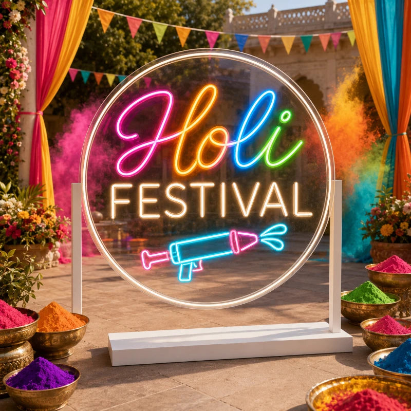 Colourful Holi Festival Neon Sign