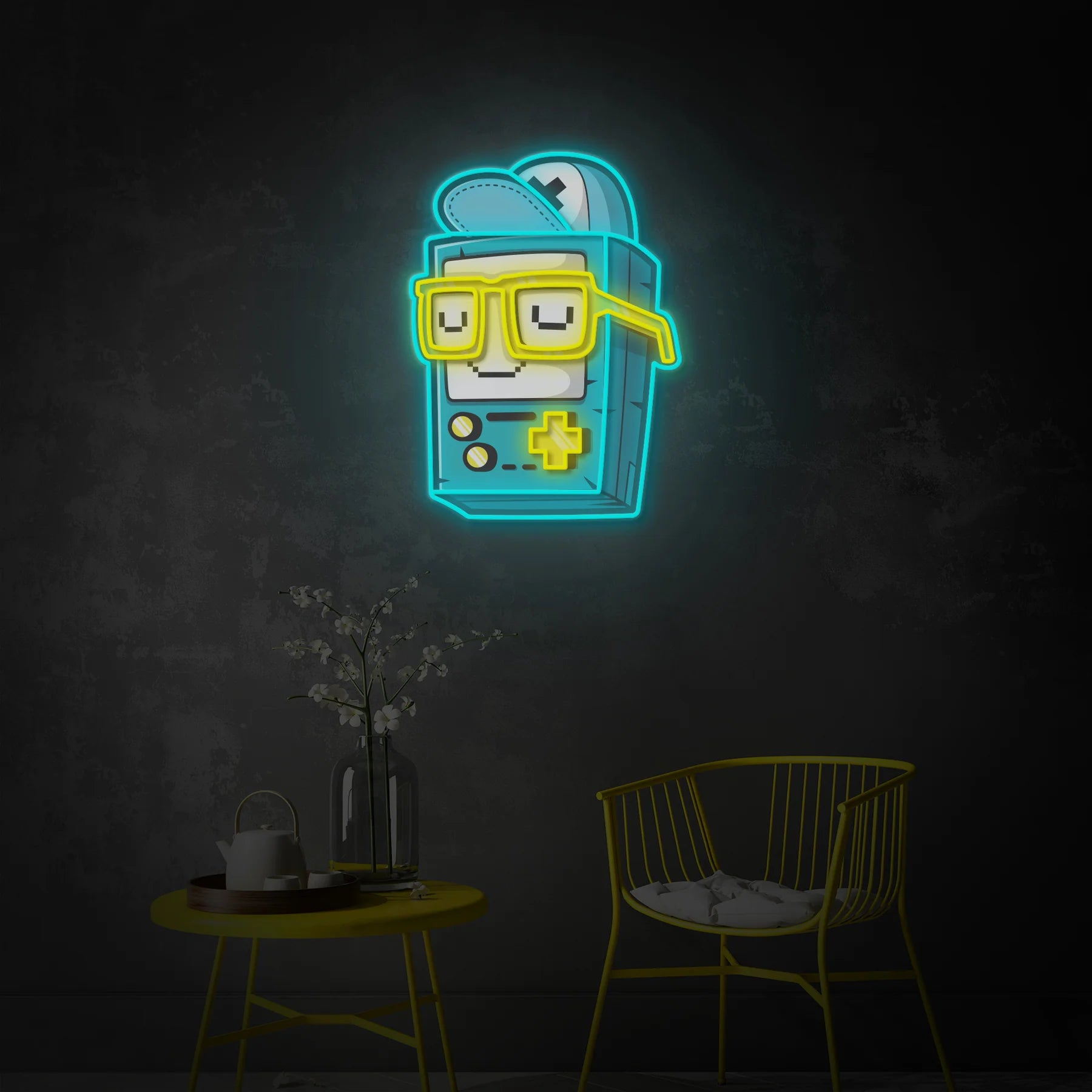 Console Game Character Wearing Glasses Neon Sign