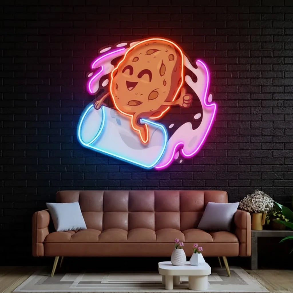 Cookie Riding A Glass LED Neon Lights