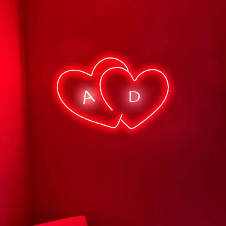 Couple First Letter Neon Heart Sign