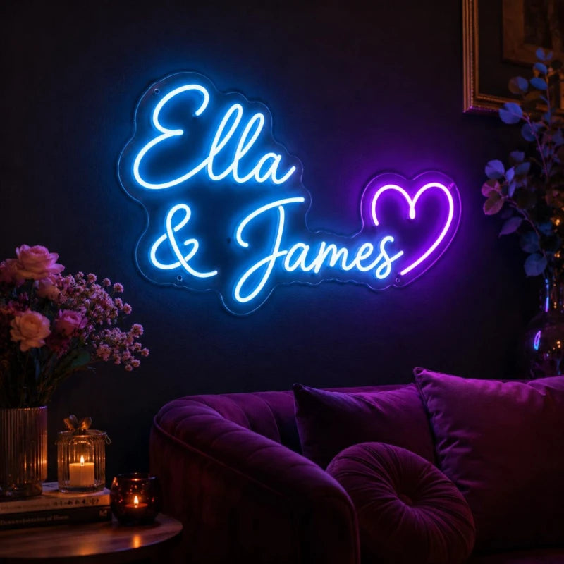 Couple Name Heart Wall Light Decor