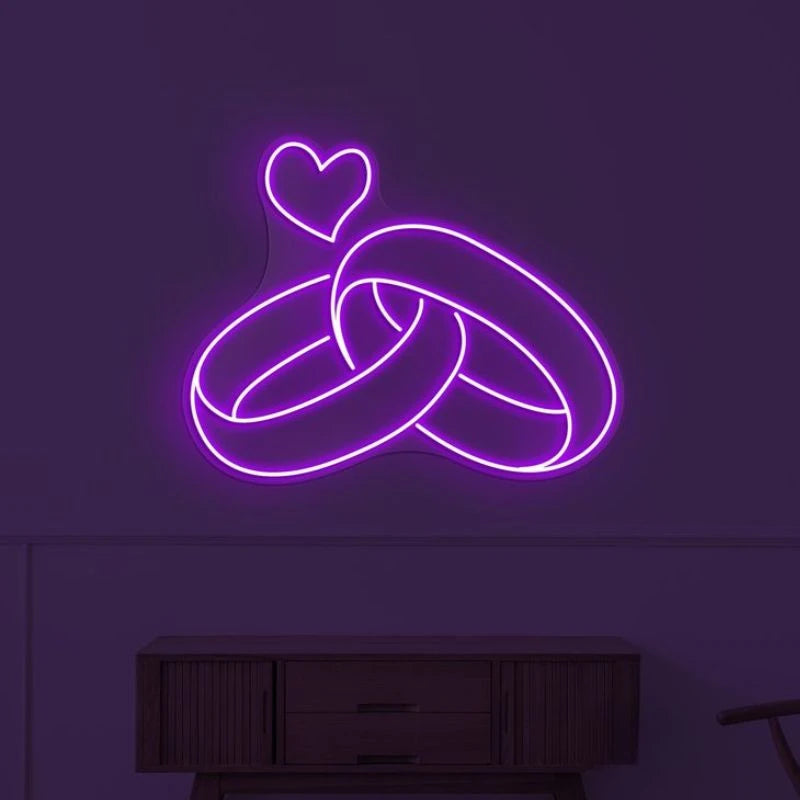 Couple Rings LED Neon Sign
