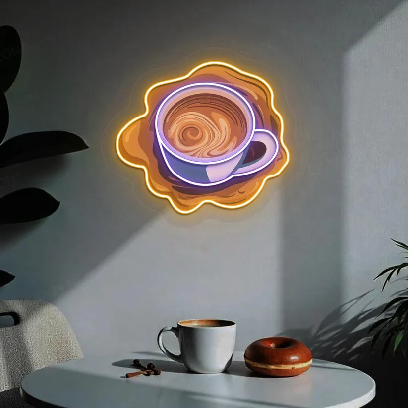 Cup Of Coffee UV Print Neon Sign
