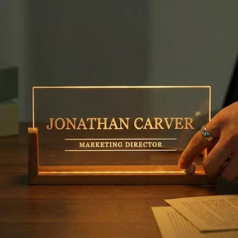 Custom Desk LED Name Plate For Marketing Manager